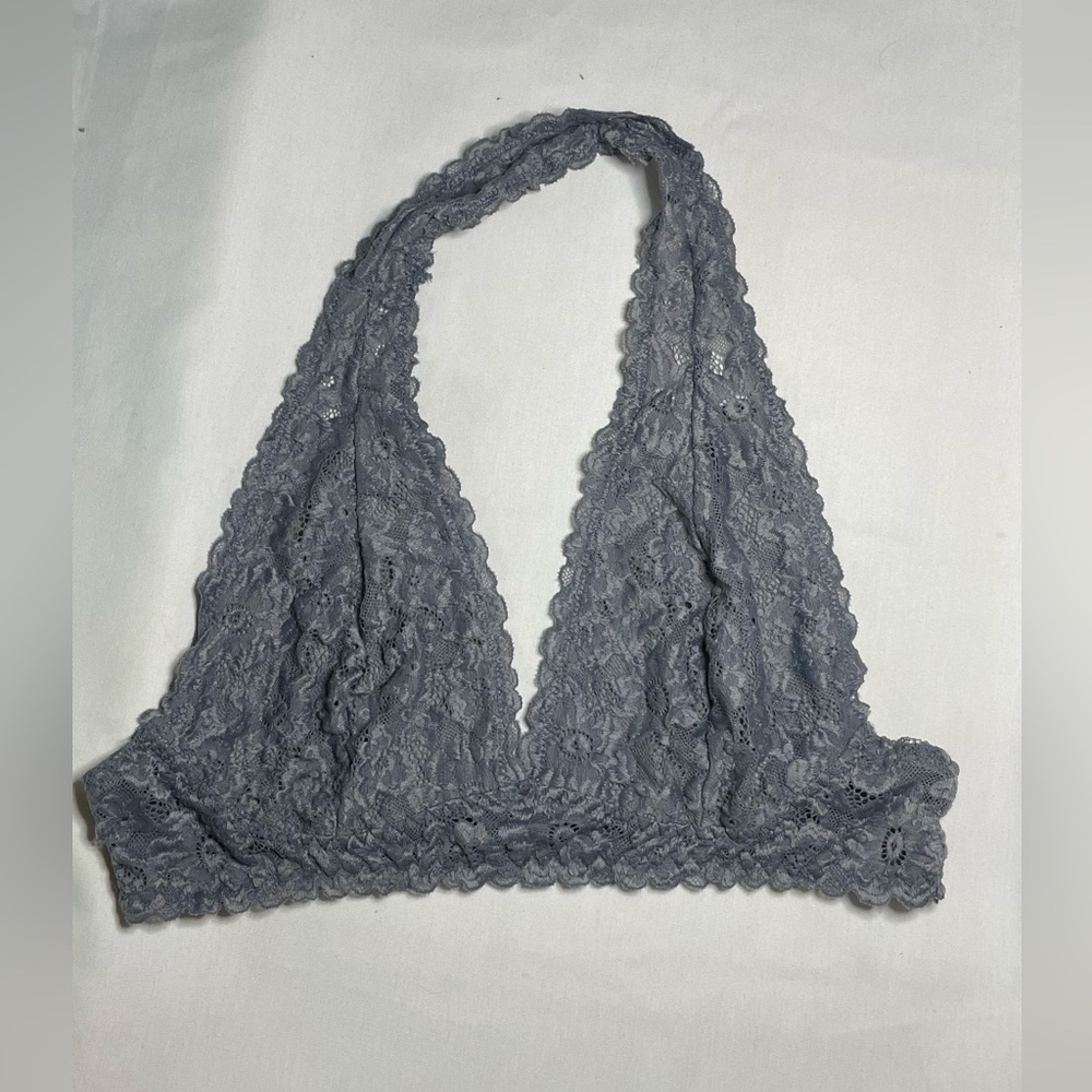 NWT Avid Love Dark Gray Lace Halter Bralette Size L